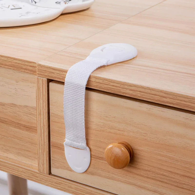10/20-Pack Baby Safety Drawer and Cabinet Locks - Adjustable Webbing Strap Childproof Latches
