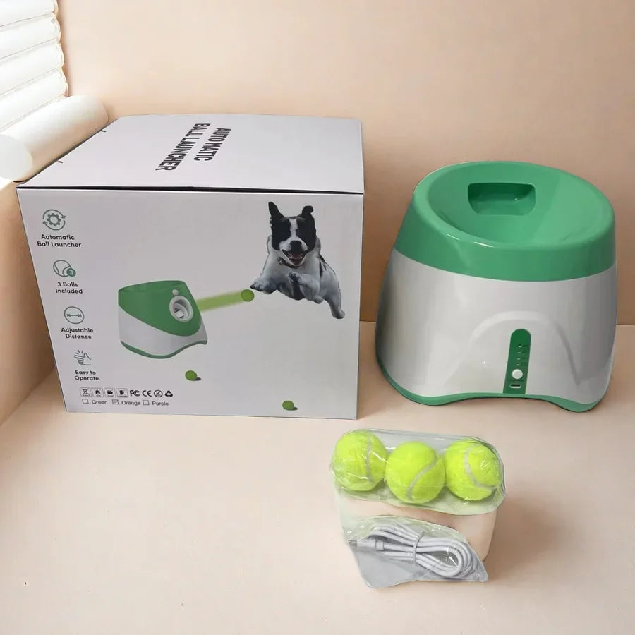 Automatic Dog Ball Launcher – Rechargeable USB Interactive Tennis Thrower, 5.8 cm Balls for Medium & Large Dogs