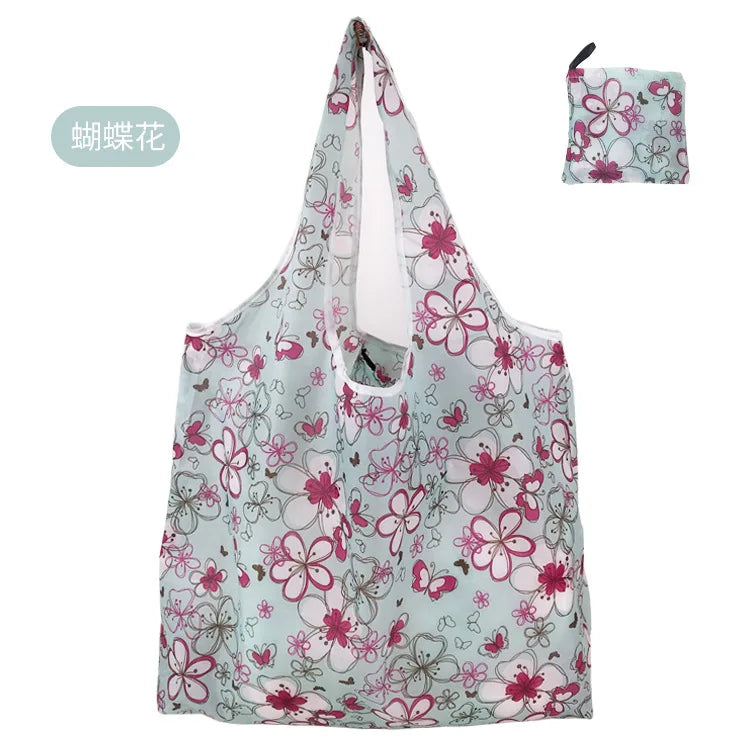 Large Foldable Reusable Shopping Tote Bag, Eco Grocery & Beach Shoulder Bag, Packable Polyester