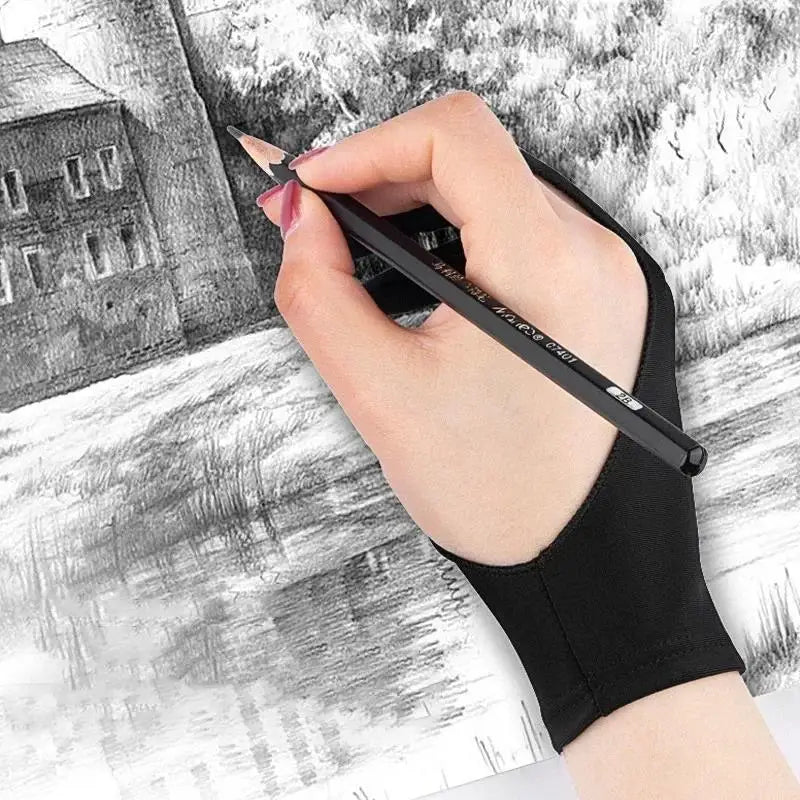 Two-Finger Drawing Glove — Anti-Fouling Anti-Touch Artist Glove for Graphics Tablet & iPad (Left or Right Hand)