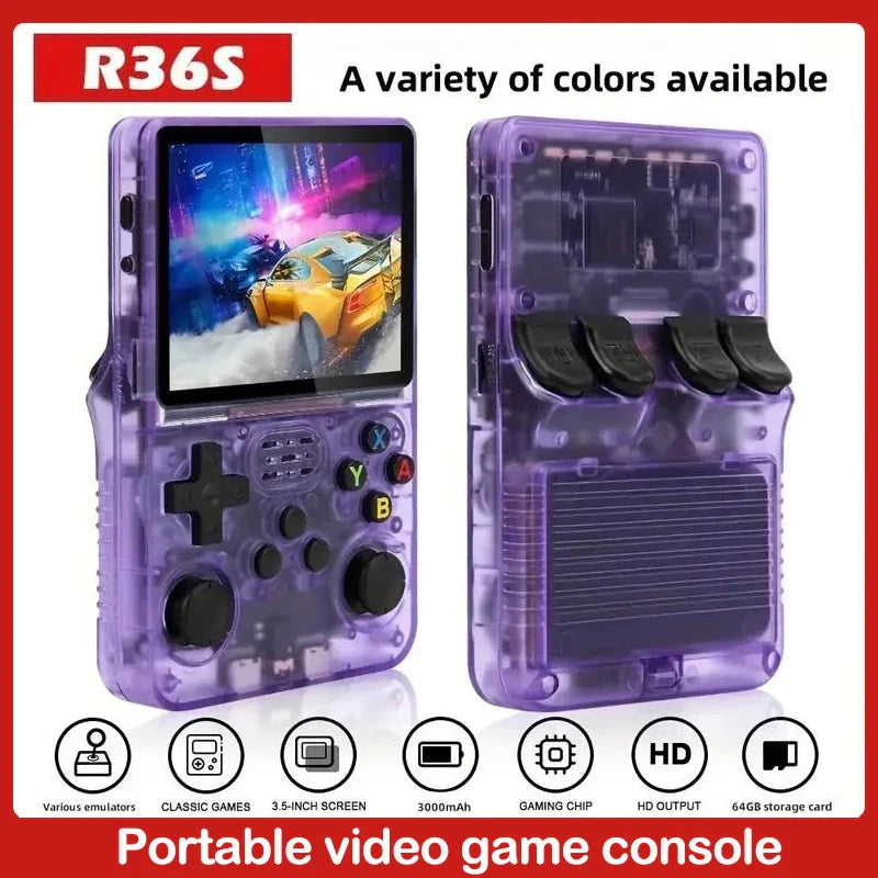 Portable Handheld Game Console 3.5\" (8.9 cm) HD Screen, 10000 Games, Rechargeable 3000mAh, Retro RPG