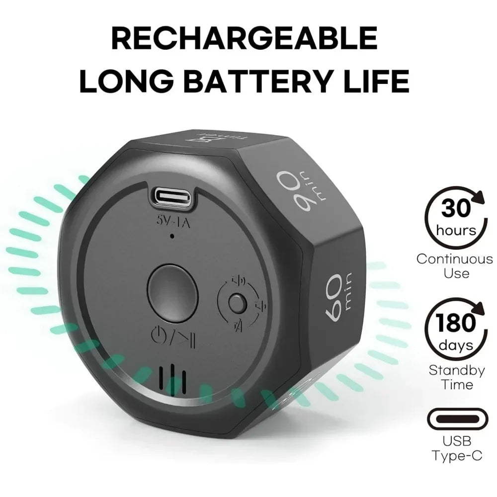 Mini Digital Gravity Flip Timer 1-90 Minute Countdown — LCD Flip Timer for Kitchen, Cooking, Pomodoro, Study & Work