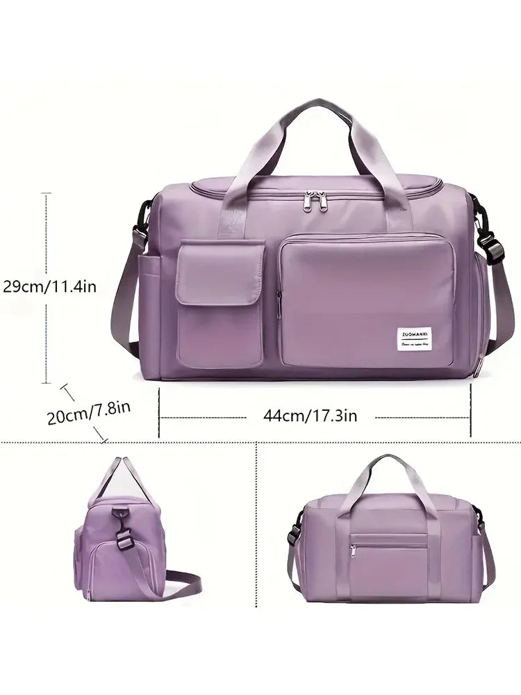 Carry-On Weekender Duffel Bag 35L – Travel Overnight Bag with Shoe Compartment and Wet/Dry Pocket for Women