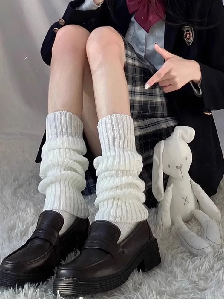 Women's Y2K Knit Leg Warmers 1 Pair — Crochet Boot Cuffs, 40/50/70 cm (15.7/19.7/27.6 in) — Black White