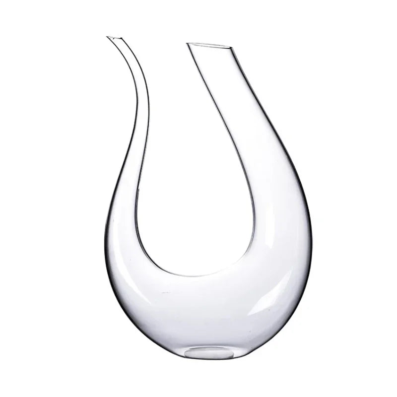 1500ml (1.5L / 50.7 fl oz) Handmade Lead-Free Crystal Wine Decanter with Pourer Aerator – U-Shape Carafe for Red Wine, Brandy & Home Bar