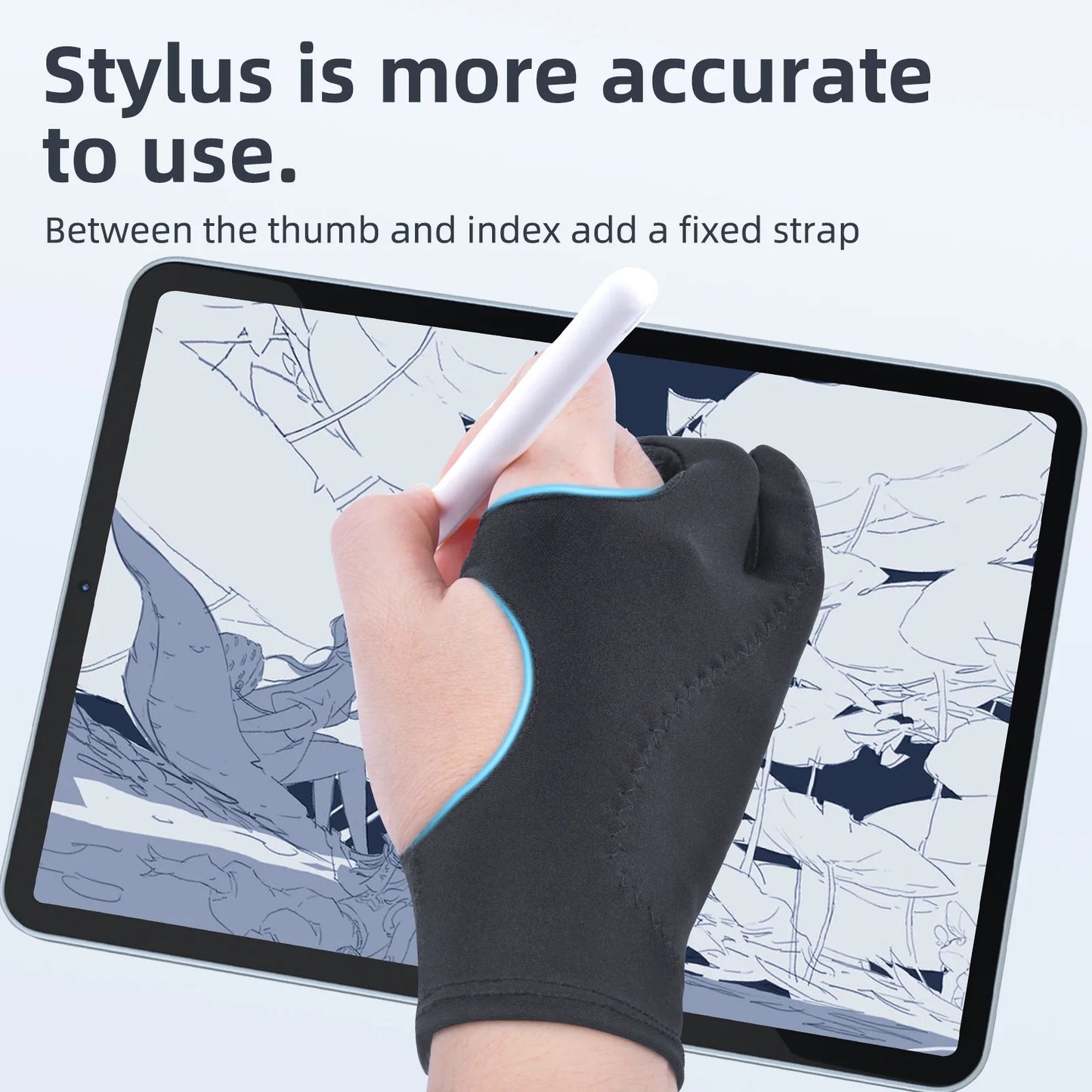 Two-Finger Anti-Fouling Touchscreen Drawing Glove for Tablet and Phone, Anti-Contact Stylus Glove