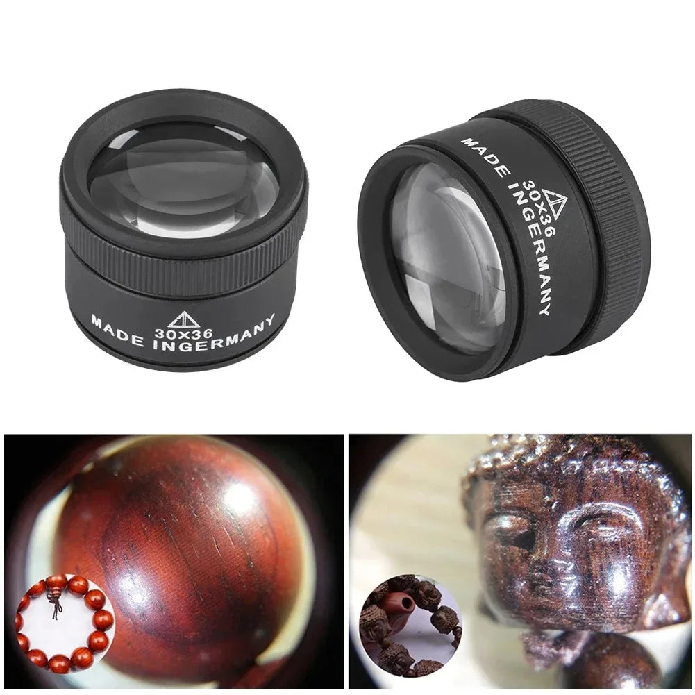 30X (36mm / 1.42in) Foldable Jewelry Loupe Magnifier - Glass Lens for Coins, Stamps & Jewelry Inspection
