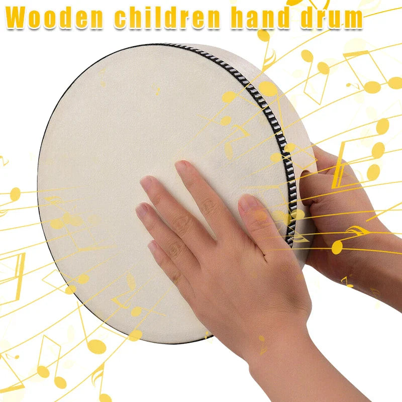 Wooden Hand Drum Tambourine for Kids – Handheld Percussion Toy, Wood Frame (4/6/8/10 in | 10–25 cm)