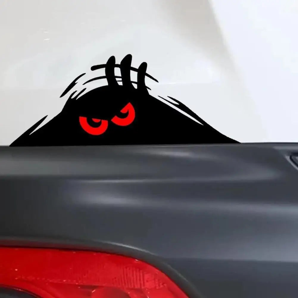 Peeping Eye Car Door Sticker Reflective Carbon Fiber Look Decal 190 x 77mm (7.48 x 3.03 in) Red Eyes
