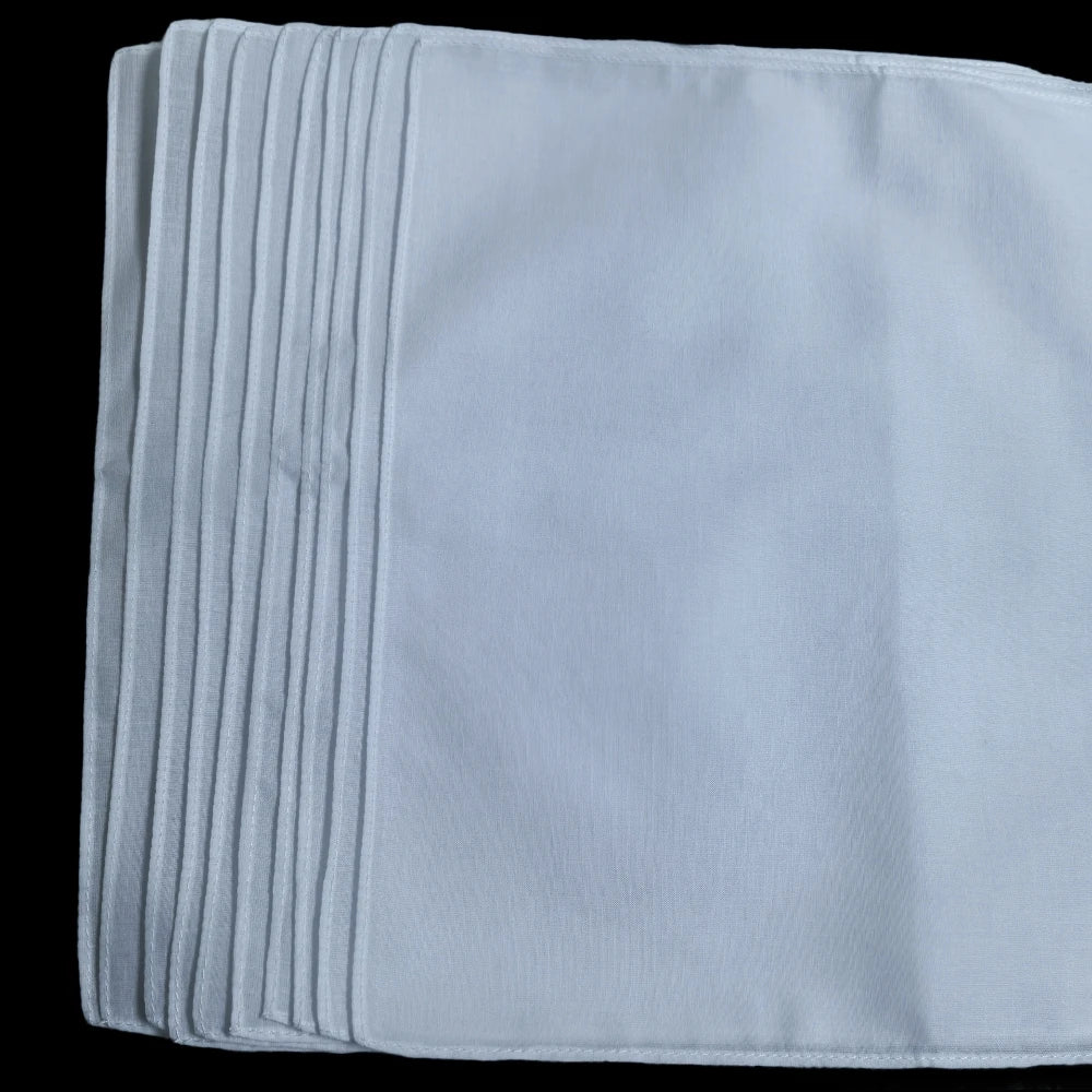 10-Pack 100% Cotton White Handkerchiefs 11 x 11 in (28 x 28 cm) Soft Washable Pocket Squares DIY
