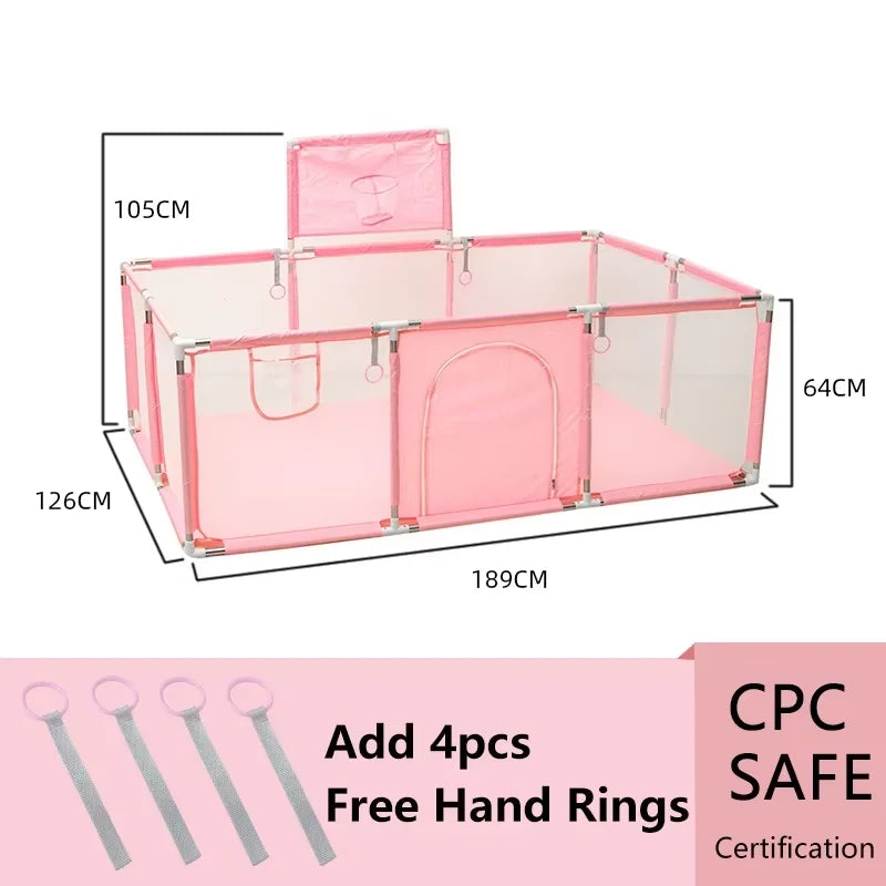 Baby Playpen Indoor Play Yard with Basketball Hoop, Activity Fence for Toddlers