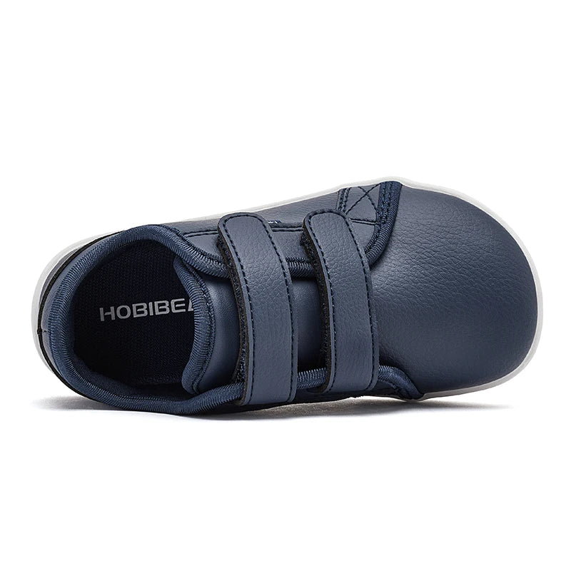 Kids Barefoot Shoes – Minimalist Wide-Toe Lightweight Sneakers with Hook & Loop PU Leather Upper