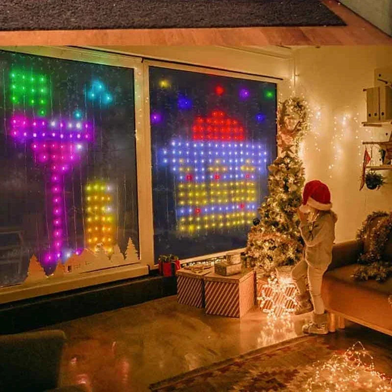 USB LED Smart Curtain Lights 400 LEDs Bluetooth App RGB Music Sync Fairy String Lights for Window & Bedroom (1×1m/3.3×3.3ft, 2×2m/6.6×6.6ft, 3×3m/9.8×9.8ft)