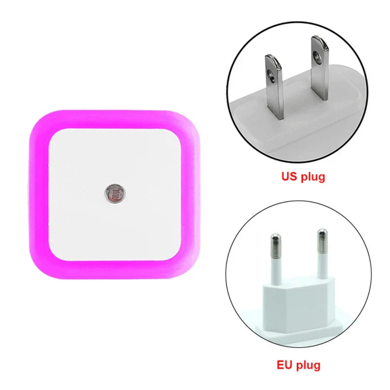 LED Sensor Night Light with EU Plug - Auto On/Off 360° Blue Nightlight for Bedroom, Nursery & Kids