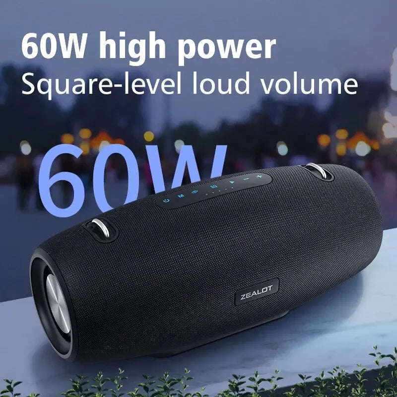 60W Portable Bluetooth Speaker — IPX6 Waterproof, Powerful Bass, 12-Hour Playtime for Outdoor Party & Camping