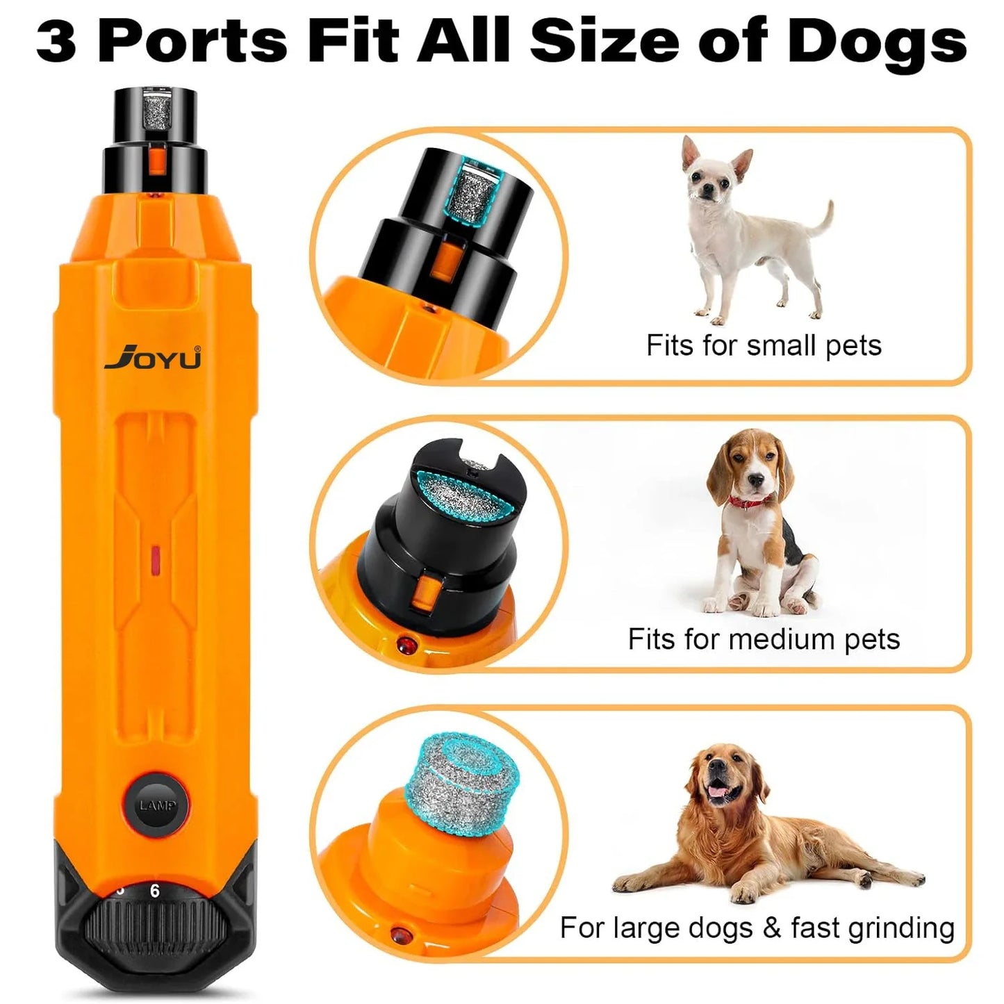 6-Speed Rechargeable Dog Nail Grinder Quiet Electric Pet Nail Trimmer for Painless Paw Grooming