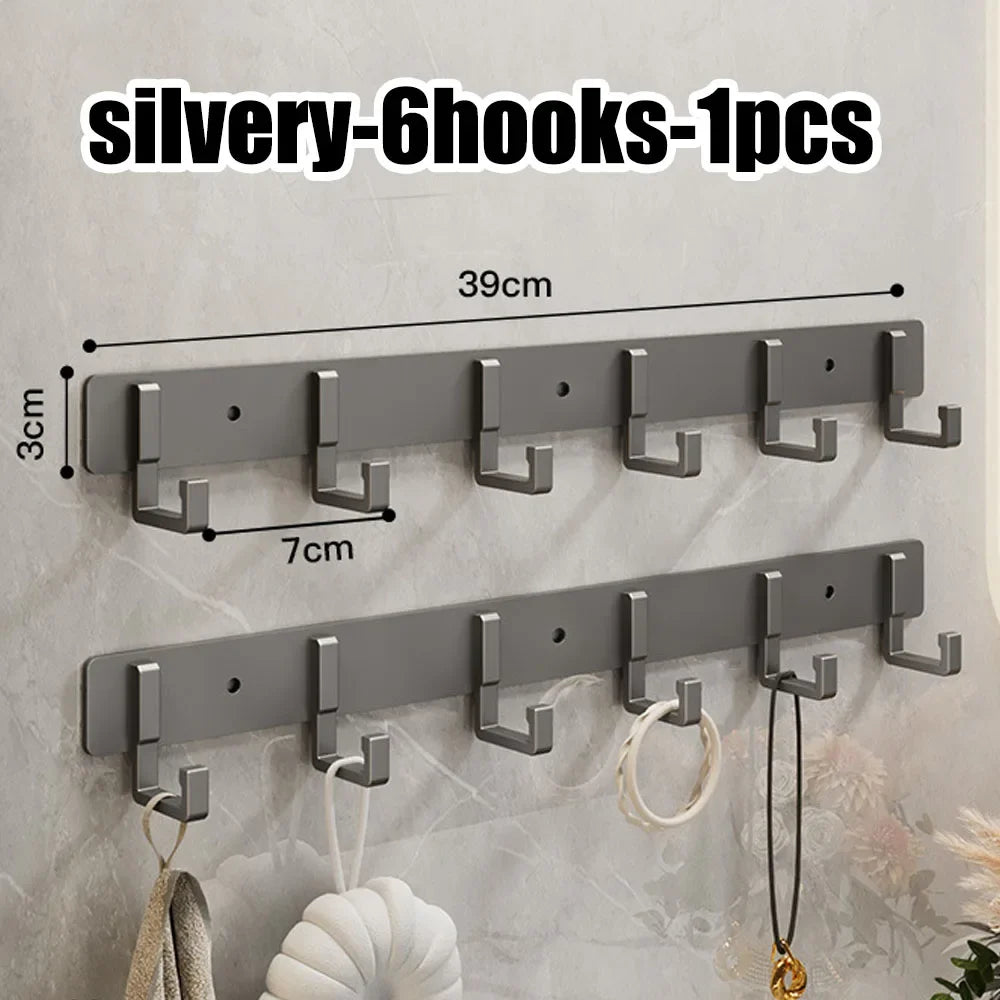 Heavy-Duty Adhesive Wall-Mounted Towel and Clothes Hook - No-Drill Stainless Steel Multi-Hook for Bathroom and Kitchen