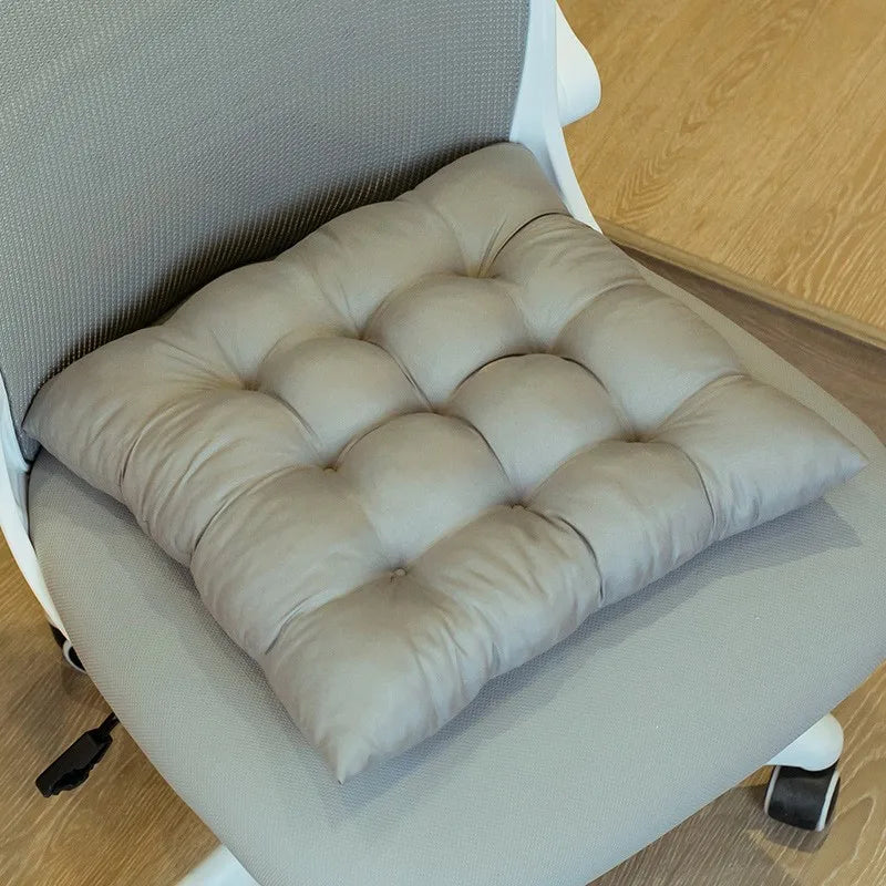 Tie-On Rectangle Dining Chair Seat Cushion - Thick Polyester Cotton Pad for Dining, Floor & Meditation
