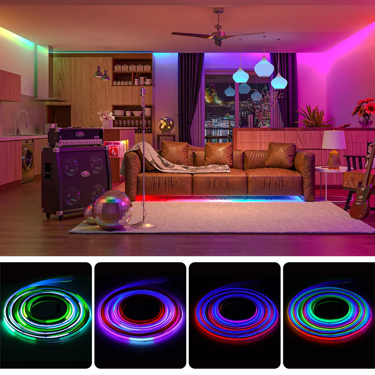 Addressable COB RGB LED Strip WS2811 — 720/630 LEDs per m, DC12V/24V, Flexible 1–5m