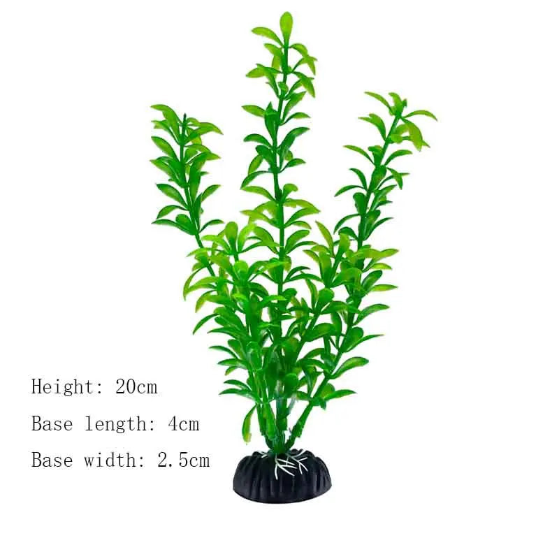 Artificial Aquarium Plants – Plastic Underwater Green Shrubs with Resin Base, Fish Tank Decoration