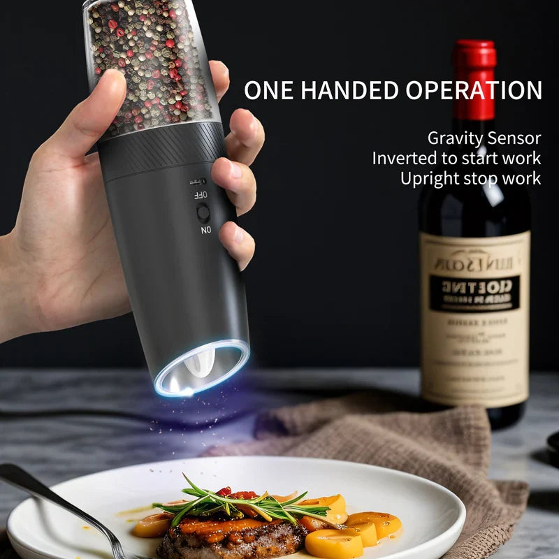 USB Rechargeable Electric Salt and Pepper Grinder – Adjustable Coarseness Electric Spice Mill for Kitchen
