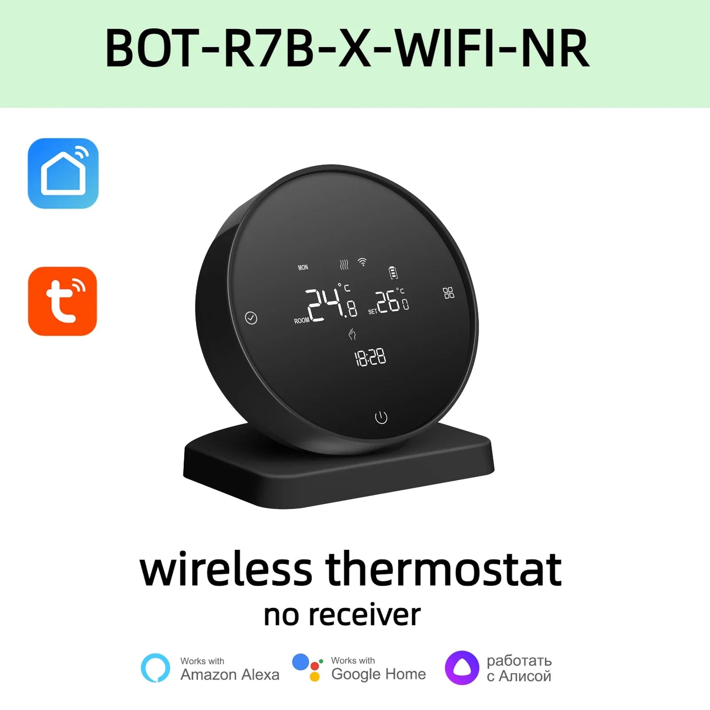 8-Zone Wireless Thermostat Hub – Central Heating Controller for Underfloor Heating, Boiler & Pump Control (Tuya/Smart Life, Alexa, Google Home)