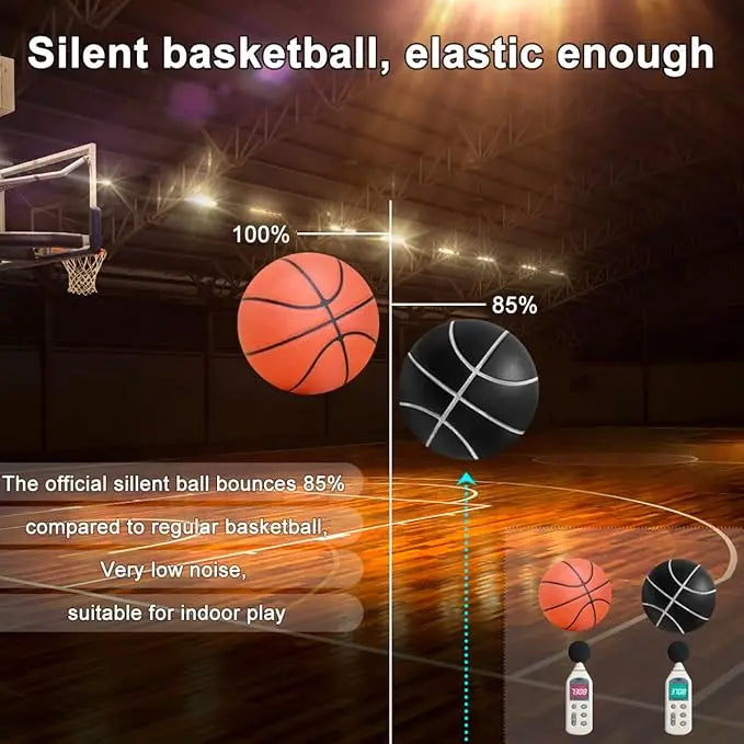Silent Foam Basketball - Indoor Quiet Dribble Ball, Airless No-Inflate Size 7/6/5 for Men Women Kids