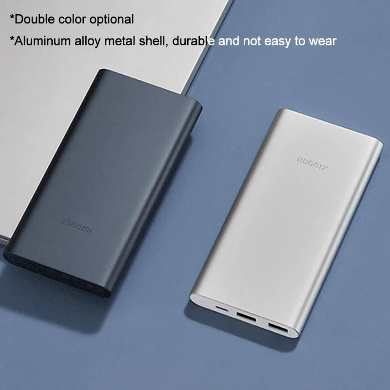 10000mAh 22.5W Portable Power Bank, 3-Port USB-C Fast Charge, Aluminum Alloy, Low-Current Mode – Compatible with iPhone & Android