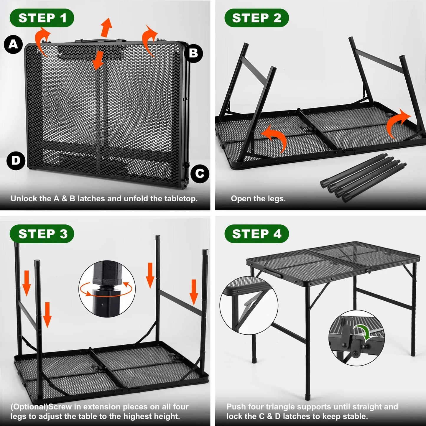 Portable Folding Aluminum Mesh Grill Table for Outdoor Camping, BBQ, RV & Picnic — 23.6 in (60 cm) & 35.4 in (90 cm)