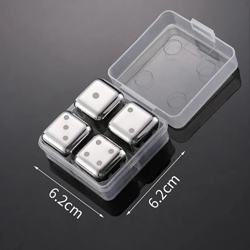 Stainless Steel Reusable Whiskey Stones - Quick-Freeze Ice Cubes with Storage Tray for Whiskey Wine Beer