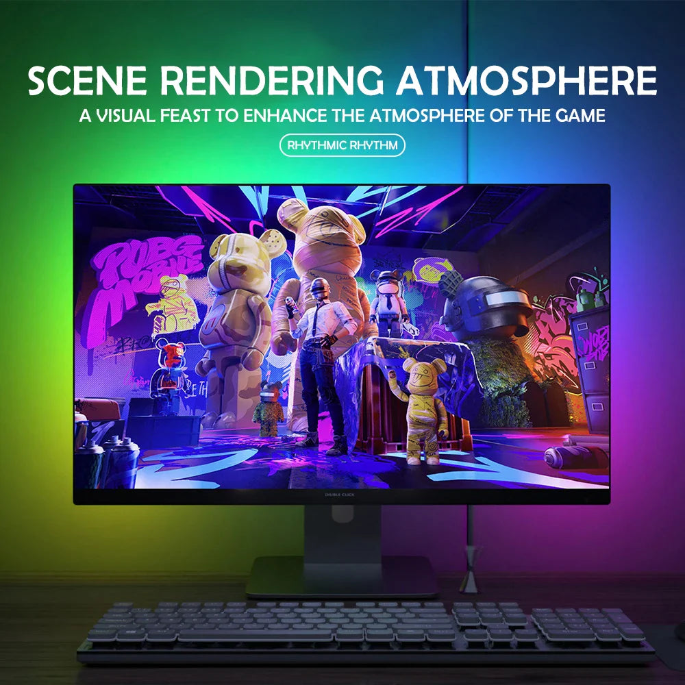 RGB Monitor Backlight LED Strip – App & Music Sync Ambient Lighting for Gaming, PC & Room Decor