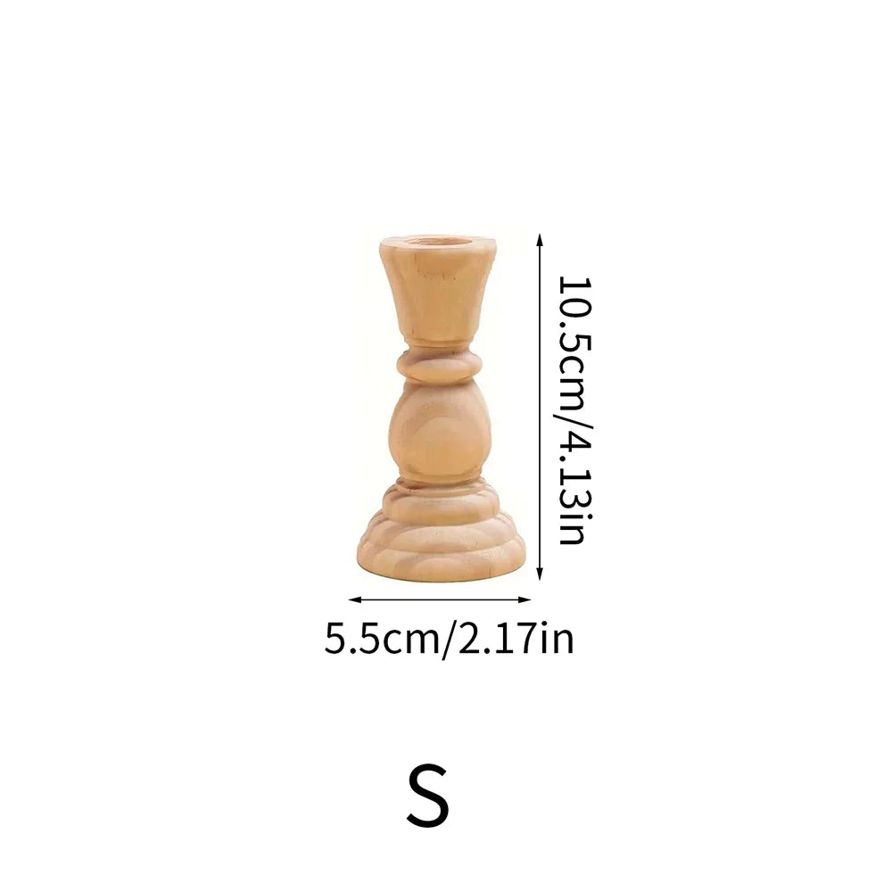 Handcrafted Unfinished Wooden Pillar Candle Holder Rustic Candlestick for Home Decor