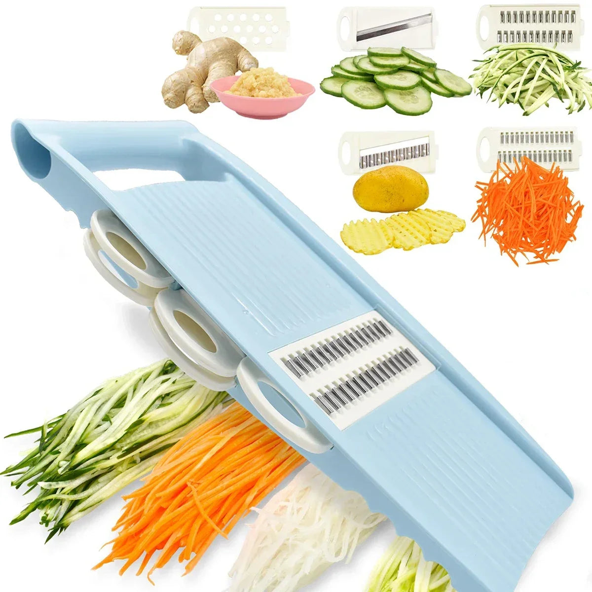 5-in-1 Mandoline Vegetable Slicer – Multi-Blade Potato Cutter, Grater & Shredder