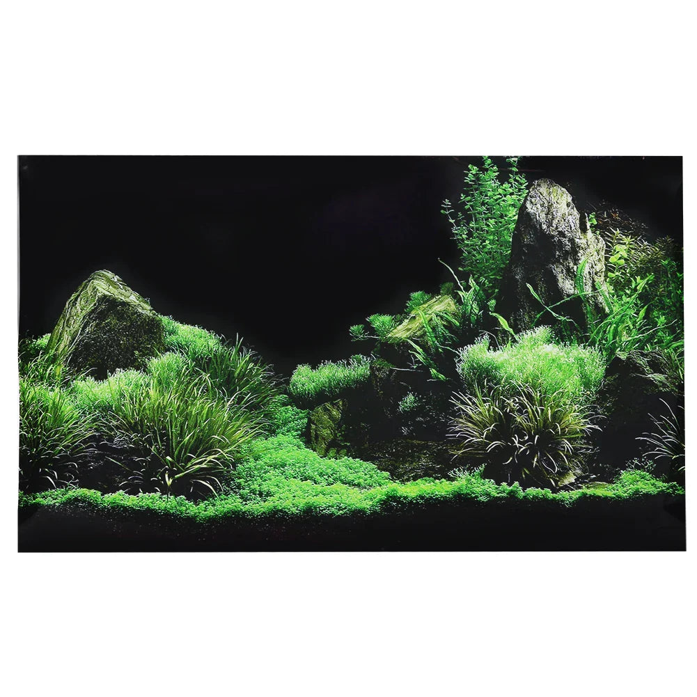 Aquarium Background PVC Sticker – Seafloor & Water Grass Fish Tank Decal, Multiple Sizes (61 x 30 - 122 x 46 cm | 24 x 11.8 - 48 x 18.1 in)
