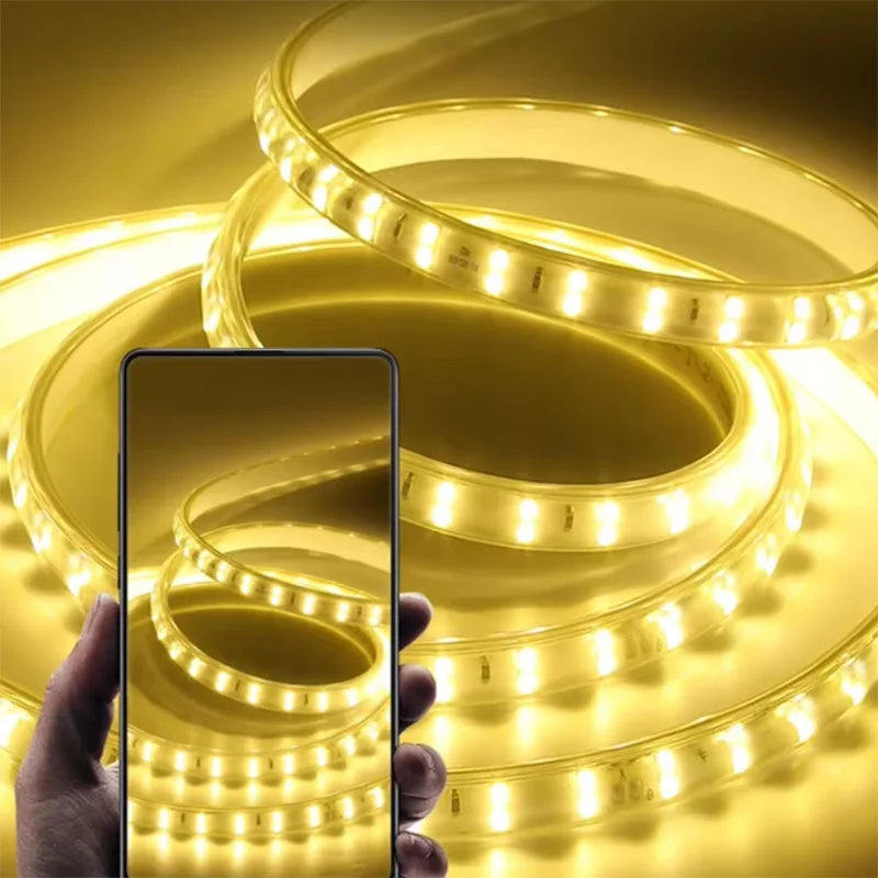 220V LED Strip 1-30m with EU Plug - Flexible Waterproof LED Tape IP65 for Home, Kitchen, Outdoor & Garden Lighting