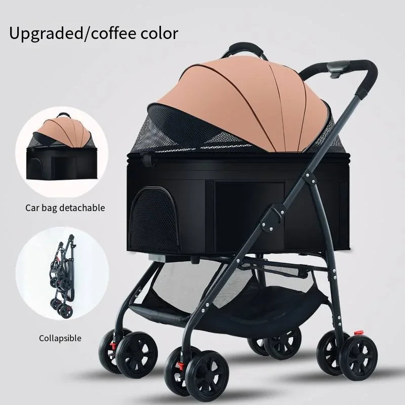 Lightweight Foldable Pet Stroller for Small and Medium Dogs & Cats Portable Outdoor Pet Carrier on Wheels