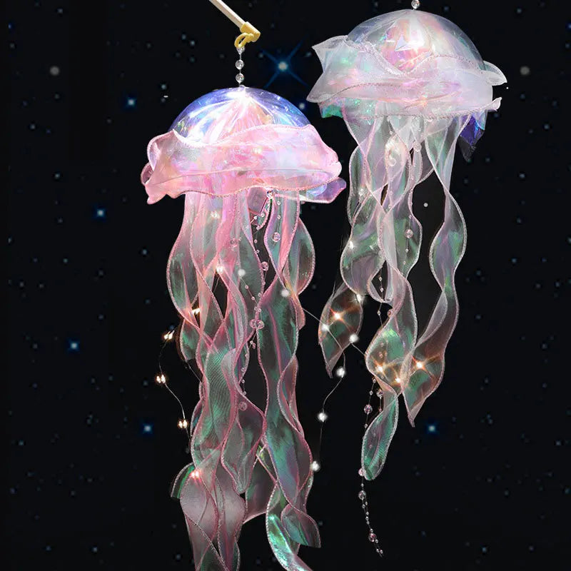 Jellyfish LED Lantern Night Light - Hanging Ocean Mermaid Bedroom & Party Decor for Kids