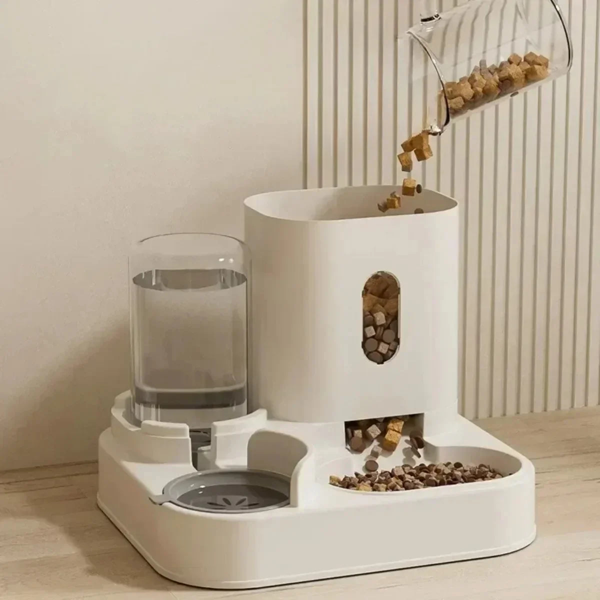 Automatic Non-Electric Pet Feeder with Water Fountain, Gravity-Fed Large-Capacity Dog & Cat Food Dispenser