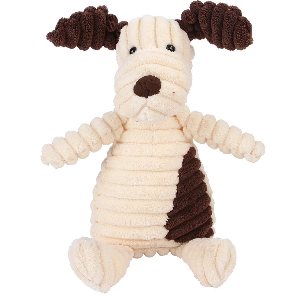Dog Chew Toy Corduroy Plush Squeaky Molar Tooth Cleaner Training Toy for Large Dogs Monkey and Pig Designs