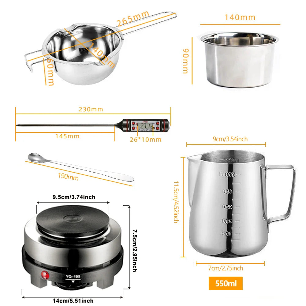 DIY Scented Candle Making Kit with Hot Plate, Pure Cotton Wicks, Wax Pot & Molds