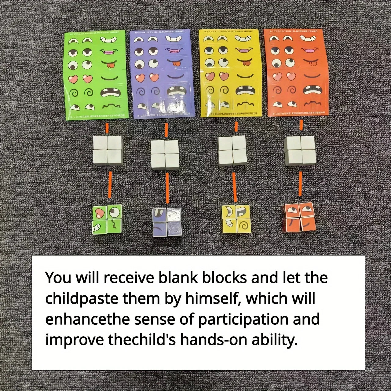 Kids Face-Change Cube Game – Montessori Expression Puzzle Building Blocks for Early Learning