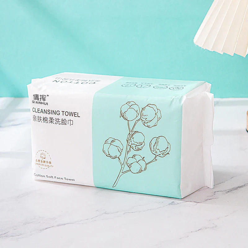 100-Pack Disposable Cotton Face Towels (15 x 20 cm / 5.9 x 7.9 in) Pearl Cotton Travel Makeup Remover & Facial Cleansing Wipes