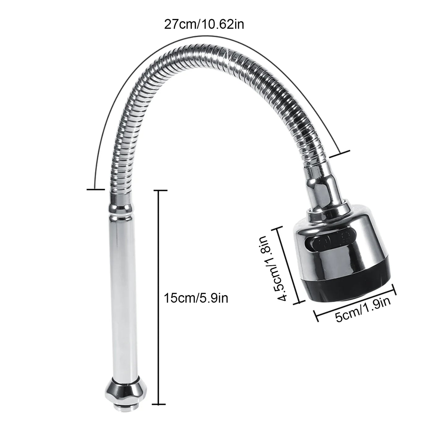 304 Stainless Steel 360° Swivel Spout Kitchen Faucet Pipe - Single Handle Connection