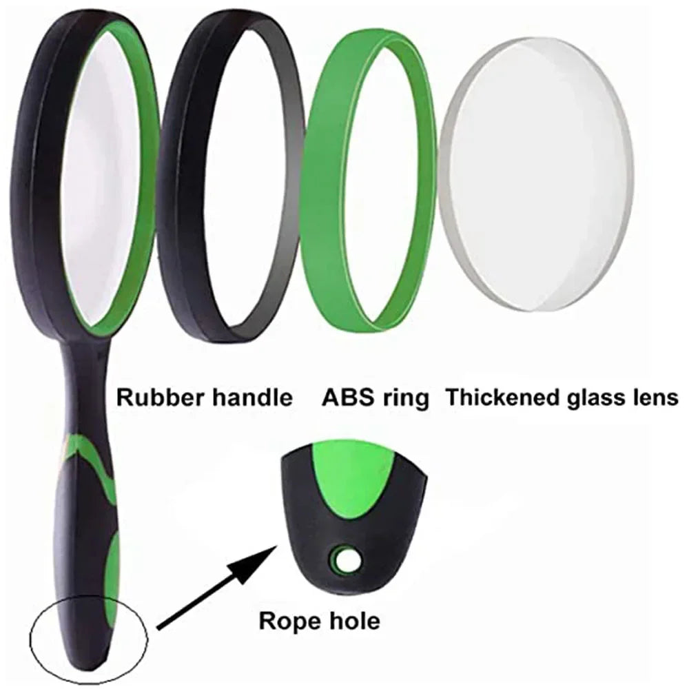 10X Handheld Reading Magnifier 50mm (1.97 in) Lens — Portable Magnifying Glass for Kids & Seniors, Reading & Nature Exploration