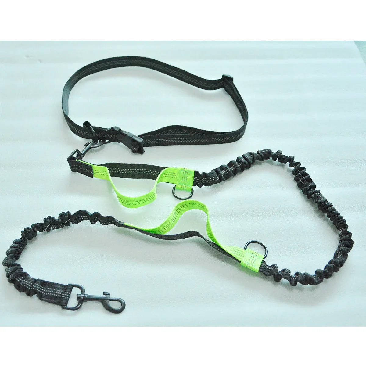 Double Elastic Reflective Hands-Free Running Dog Leash — Retractable Bungee Waist Lead 160–260 cm (63–102 in), Waist 70–120 cm (27–47 in)