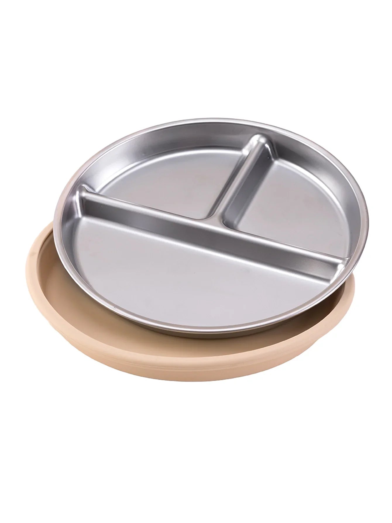 Stainless Steel Baby Plate with Detachable Suction Silicone Tray – Food-Grade Non-Slip Feeding Bowl for Infants & Toddlers