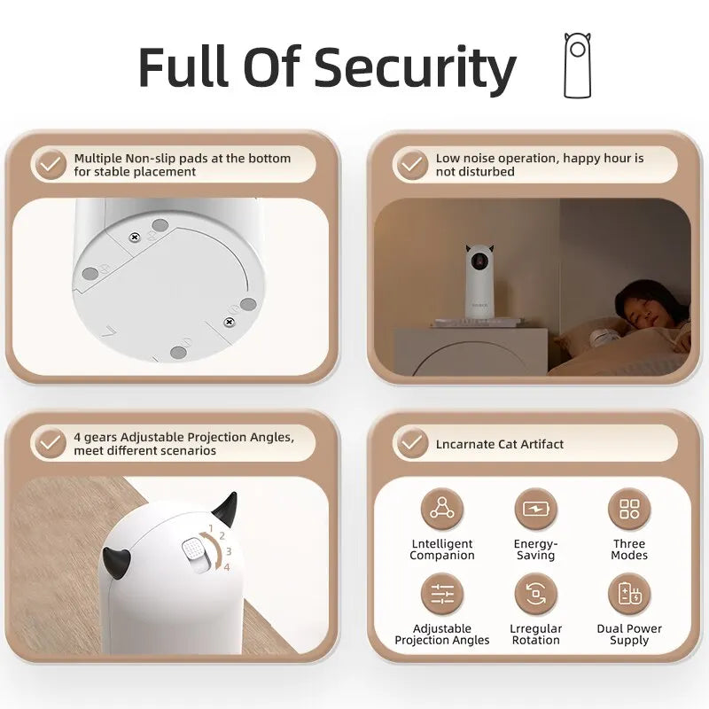 Interactive Automatic LED Laser Cat Toy – Handheld Spinning Battery-Powered Pet Teaser for Indoor Cats