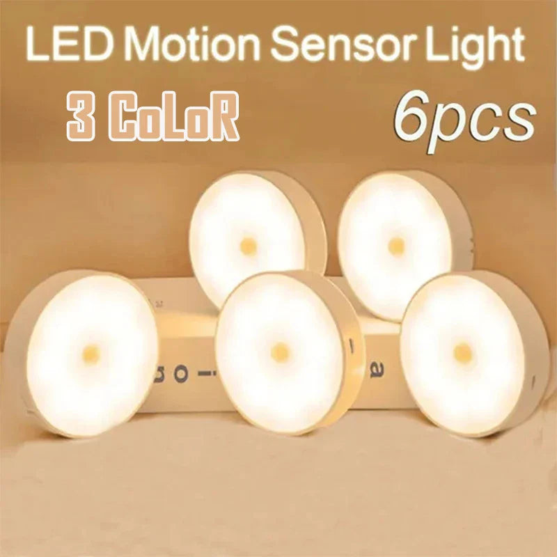 Motion Sensor LED Night Light – USB Rechargeable Magnetic PIR Light for Closet, Stair & Bedroom – Warm/Daylight