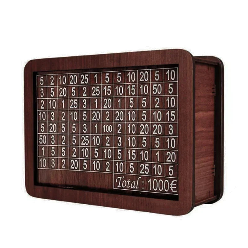 Wooden Savings Challenge Box 1,000/2,000/3,000/5,000/10,000 Euro Piggy Bank