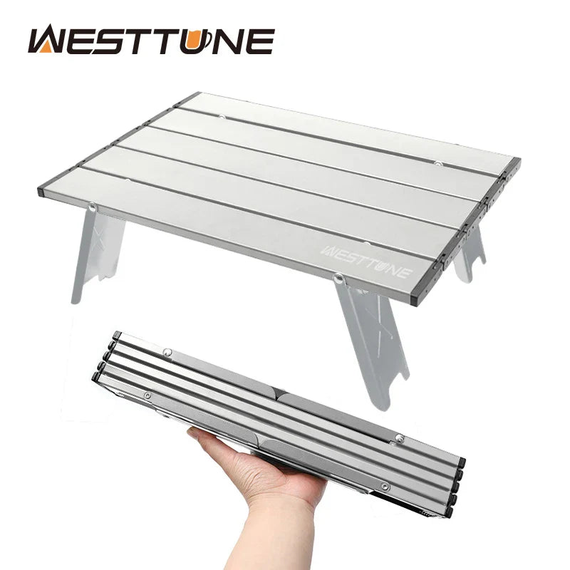 Lightweight Mini Roll-Up Aluminum Table – Portable Foldable Camping, Backpacking, Picnic, Fishing & BBQ Table